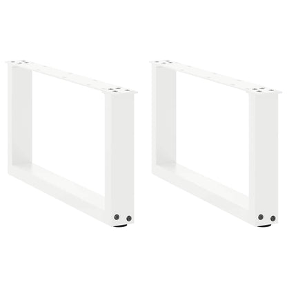 Gambe per Tavolino da CaffÃƒÂ¨ a Forma di U 2 pz Bianche 60x(30-31) cm Acciaio