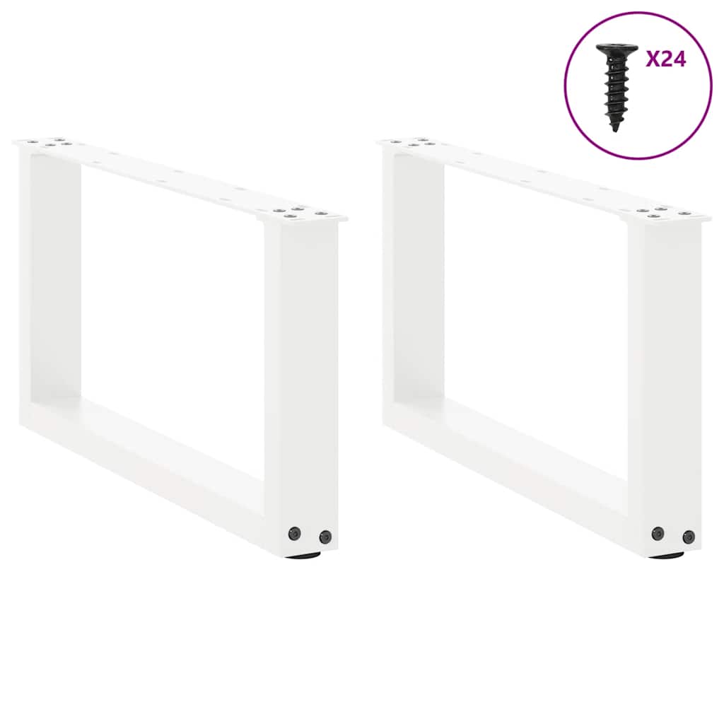 Gambe per Tavolino da CaffÃƒÂ¨ a Forma di U 2 pz Bianche 60x(30-31) cm Acciaio