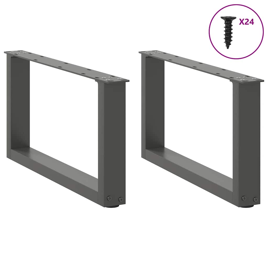 Gambe per Tavolino da CaffÃ¨ a Forma di U 2 pz Antracite 60x(30-31) cm Acciaio