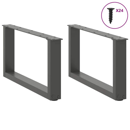 Gambe per Tavolino da CaffÃ¨ a Forma di U 2 pz Antracite 60x(30-31) cm Acciaio