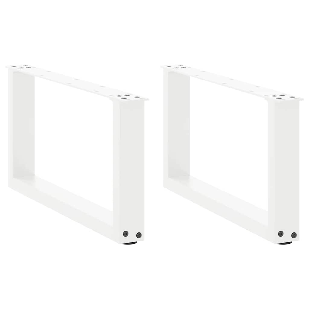 Gambe per Tavolino da CaffÃ¨ a Forma di U 2 pz Bianche 70x(30-31) cm Acciaio
