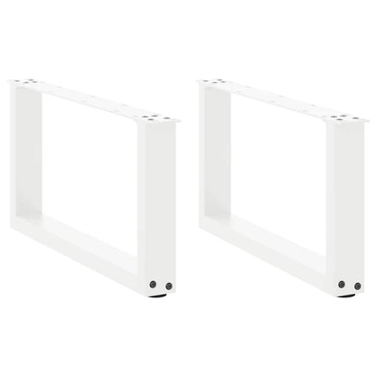 Gambe per Tavolino da CaffÃ¨ a Forma di U 2 pz Bianche 70x(30-31) cm Acciaio