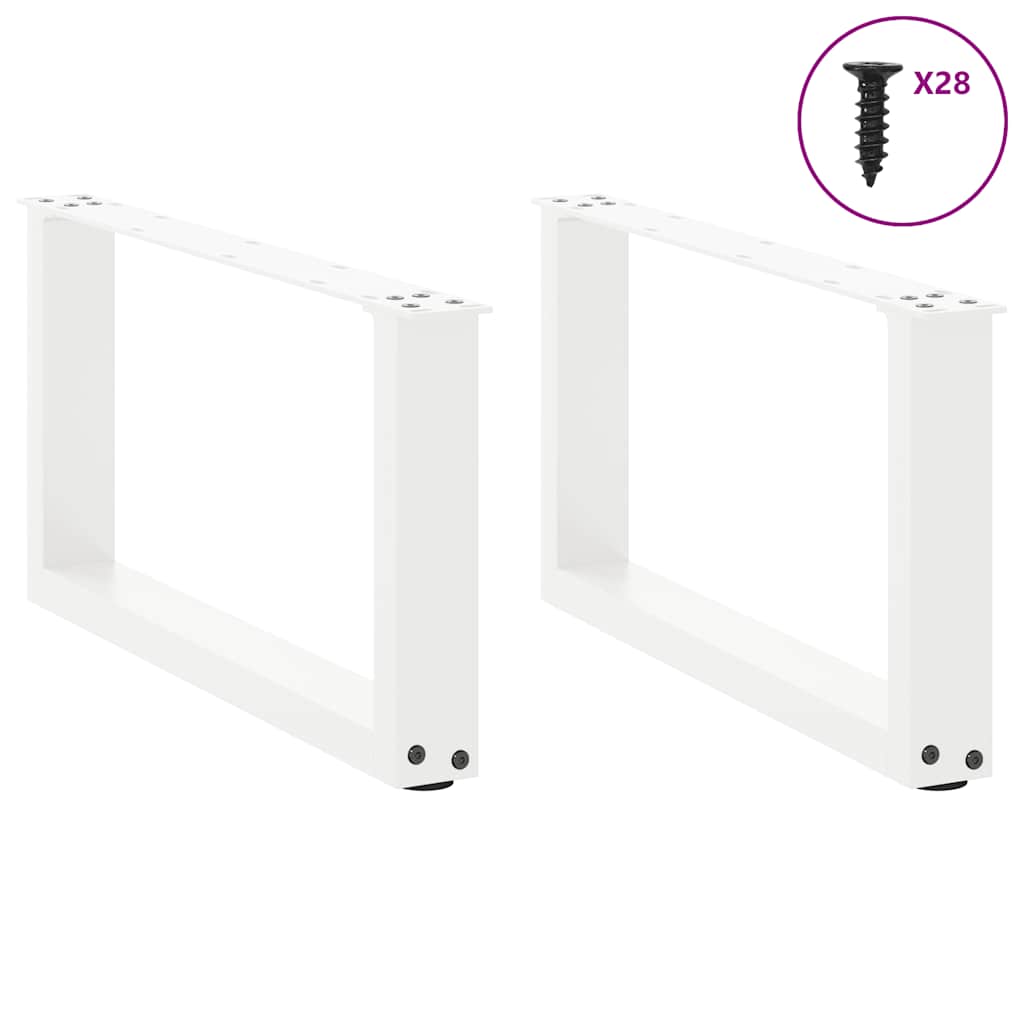 Gambe per Tavolino da CaffÃ¨ a Forma di U 2 pz Bianche 70x(30-31) cm Acciaio