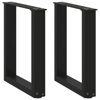 Gambe per Tavolino da CaffÃ¨ a Forma di U 2 pz Nere 28x(42-43) cm Acciaio