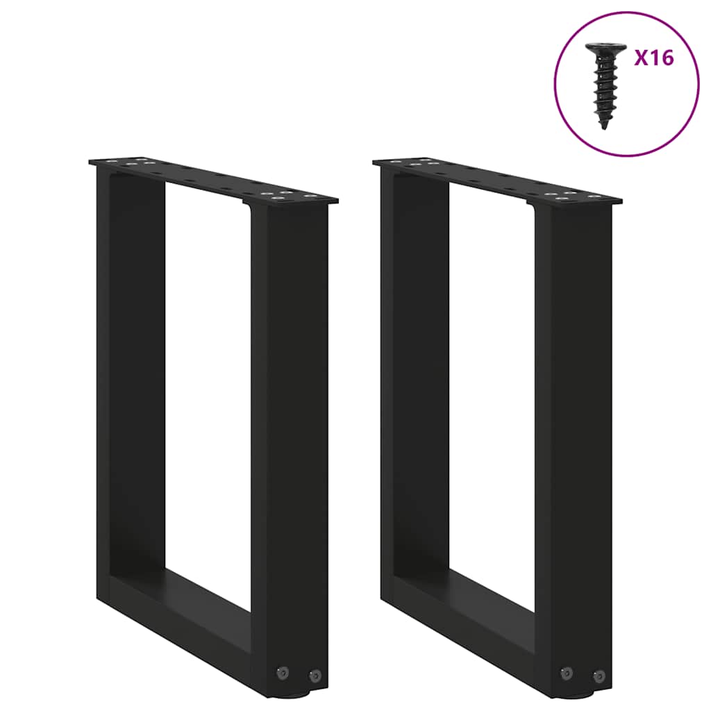 Gambe per Tavolino da CaffÃ¨ a Forma di U 2 pz Nere 28x(42-43) cm Acciaio