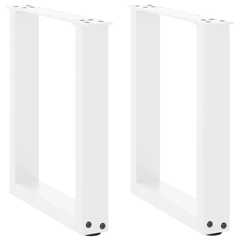 Gambe per Tavolino da CaffÃ¨ a Forma di U 2 pz Bianche 28x(42-43) cm Acciaio