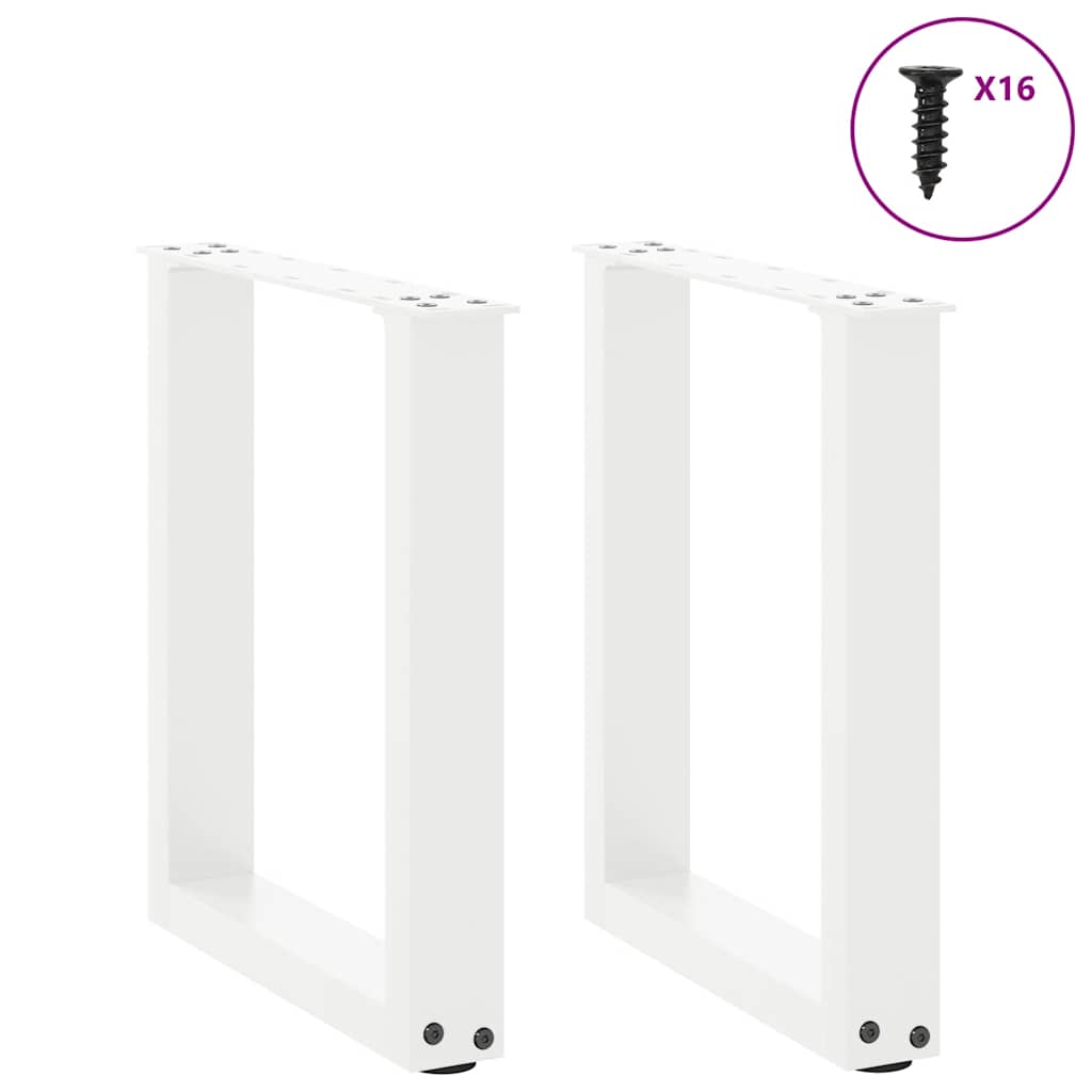 Gambe per Tavolino da CaffÃ¨ a Forma di U 2 pz Bianche 28x(42-43) cm Acciaio
