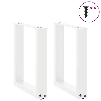 Gambe per Tavolino da CaffÃ¨ a Forma di U 2 pz Bianche 28x(42-43) cm Acciaio
