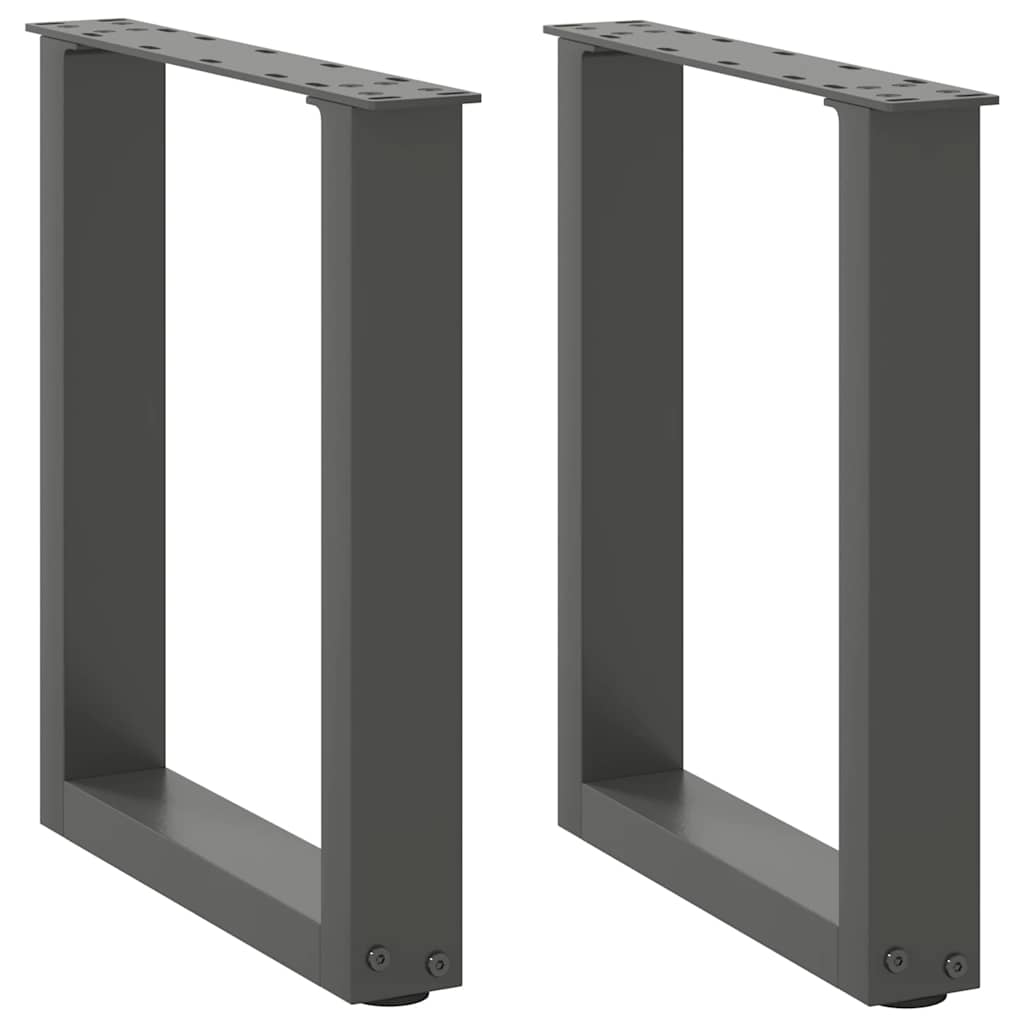 Gambe per Tavolino da CaffÃ¨ a Forma di U 2 pz Antracite 28x(42-43) cm Acciaio