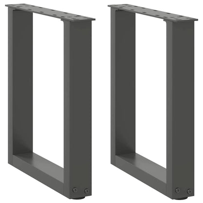 Gambe per Tavolino da CaffÃ¨ a Forma di U 2 pz Antracite 28x(42-43) cm Acciaio