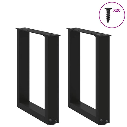 Gambe per Tavolino da CaffÃ¨ a Forma di U 2 pz Nere 38x(42-43) cm Acciaio