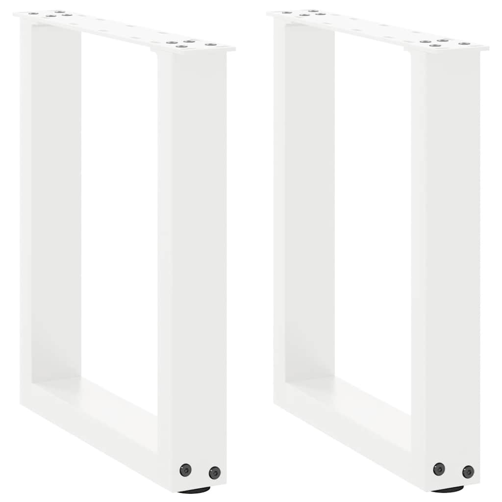 Gambe per Tavolino da CaffÃ¨ a Forma di U 2 pz Bianche 38x(42-43) cm Acciaio