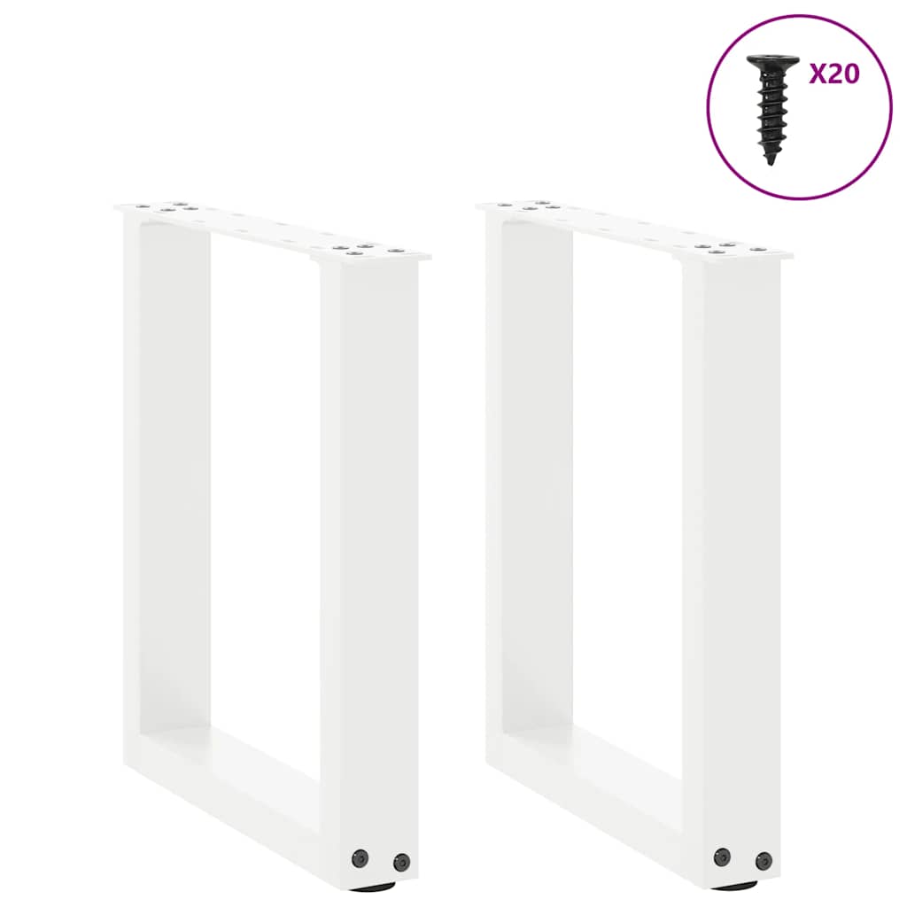 Gambe per Tavolino da CaffÃ¨ a Forma di U 2 pz Bianche 38x(42-43) cm Acciaio