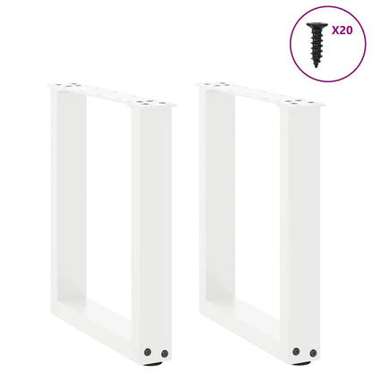 Gambe per Tavolino da CaffÃ¨ a Forma di U 2 pz Bianche 38x(42-43) cm Acciaio