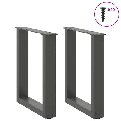 Gambe per Tavolino da CaffÃ¨ a Forma di U 2 pz Antracite 38x(42-43) cm Acciaio