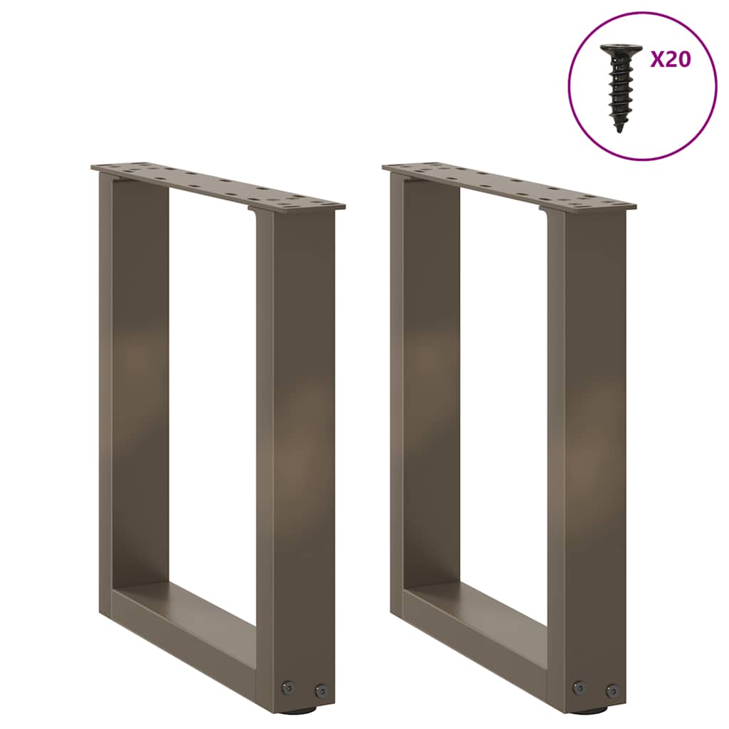 Gambe per Tavolino da CaffÃ¨ a Forma di U 2 pz Acciaio Naturale 38x(42-43) cm Acciaio