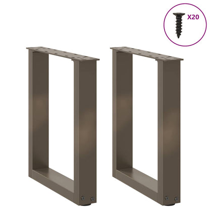 Gambe per Tavolino da CaffÃ¨ a Forma di U 2 pz Acciaio Naturale 38x(42-43) cm Acciaio