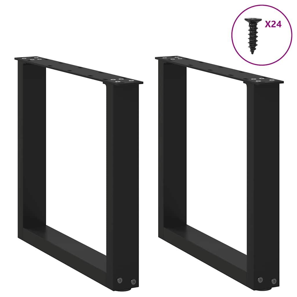 Gambe per Tavolino da CaffÃ¨ a Forma di U 2 pz Nere 50x(42-43) cm Acciaio