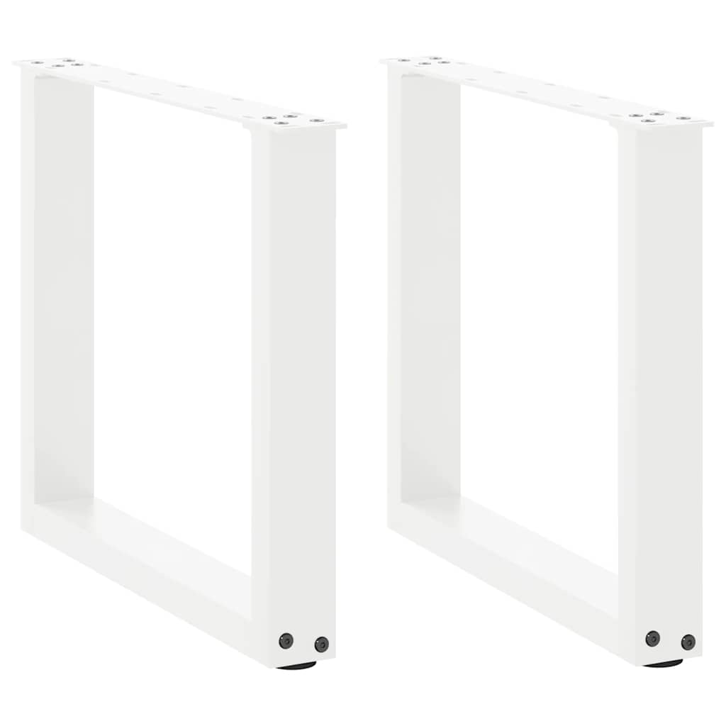 Gambe per Tavolino da CaffÃ¨ a Forma di U 2 pz Bianche 50x(42-43) cm Acciaio