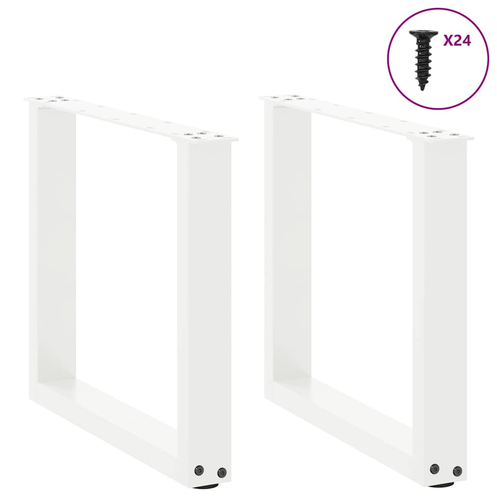 Gambe per Tavolino da CaffÃ¨ a Forma di U 2 pz Bianche 50x(42-43) cm Acciaio