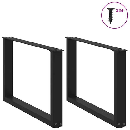 Gambe per Tavolino da CaffÃ¨ a Forma di U 2 pz Nere 60x(42-43) cm Acciaio