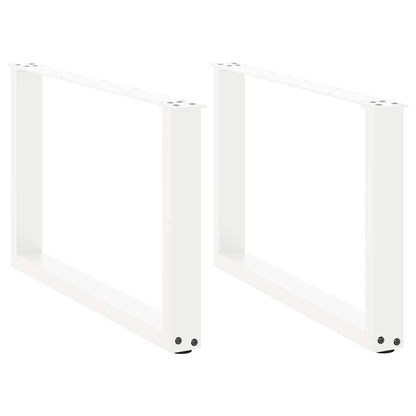 Gambe per Tavolino da CaffÃ¨ a Forma di U 2 pz Bianche 60x(42-43) cm Acciaio