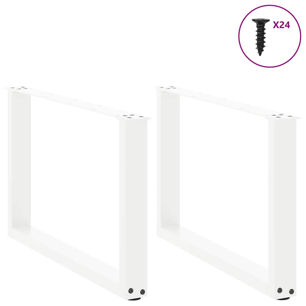 Gambe per Tavolino da CaffÃ¨ a Forma di U 2 pz Bianche 60x(42-43) cm Acciaio