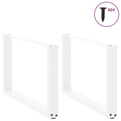 Gambe per Tavolino da CaffÃ¨ a Forma di U 2 pz Bianche 60x(42-43) cm Acciaio