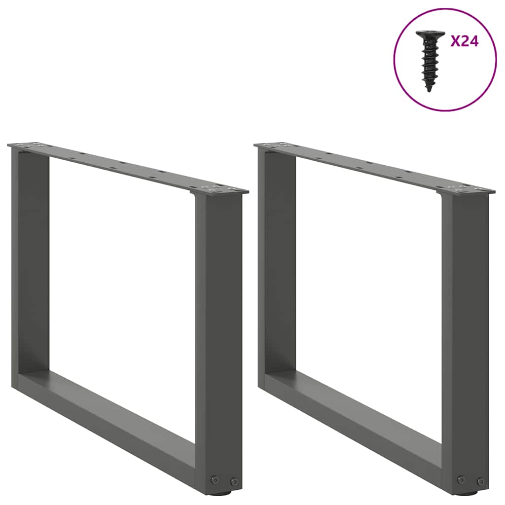 Gambe per Tavolino da CaffÃ¨ a Forma di U 2 pz Antracite 60x(42-43) cm Acciaio