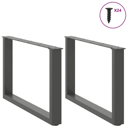 Gambe per Tavolino da CaffÃ¨ a Forma di U 2 pz Antracite 60x(42-43) cm Acciaio