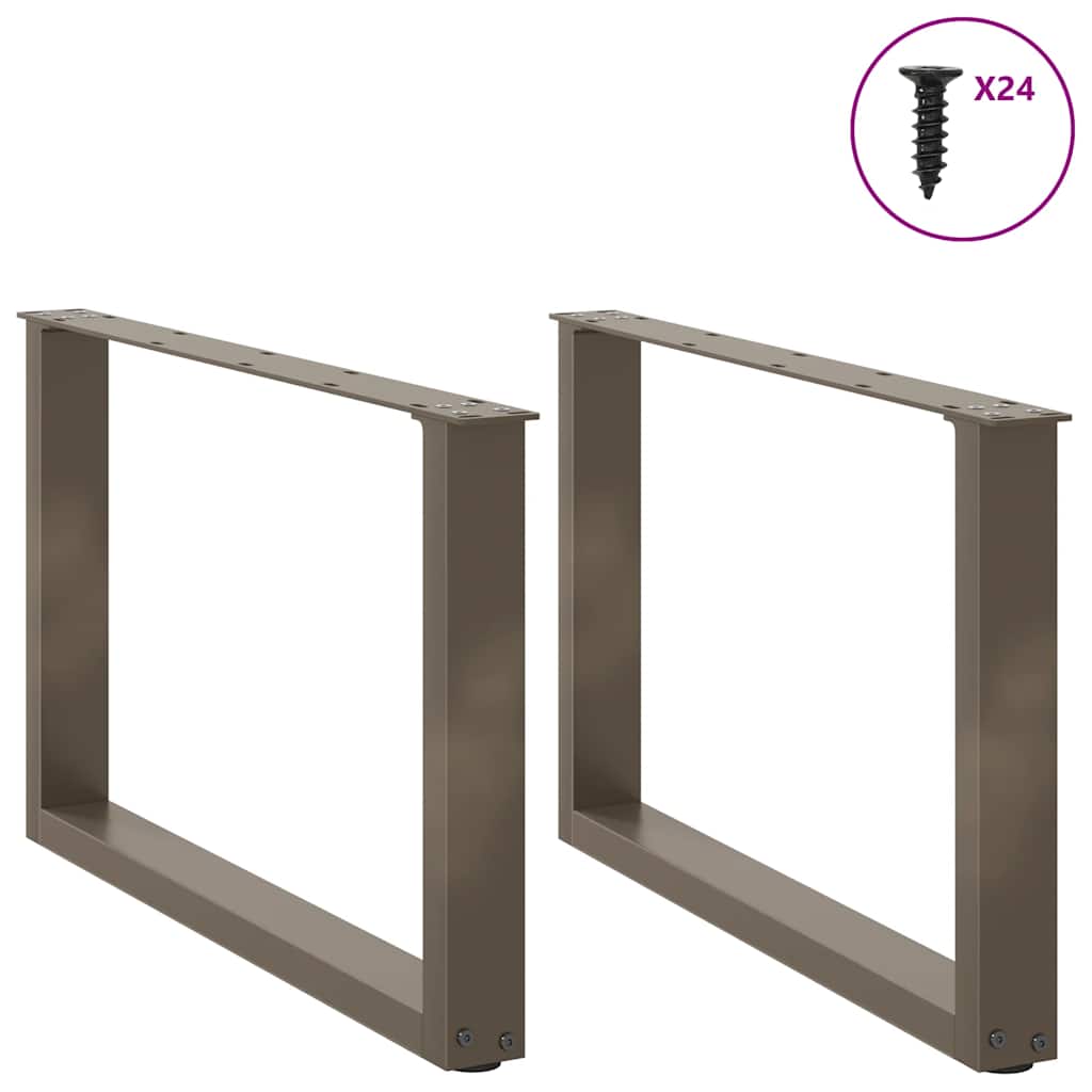 Gambe per Tavolino da CaffÃ¨ a Forma di U 2 pz Acciaio Naturale 60x(42-43) cm Acciaio