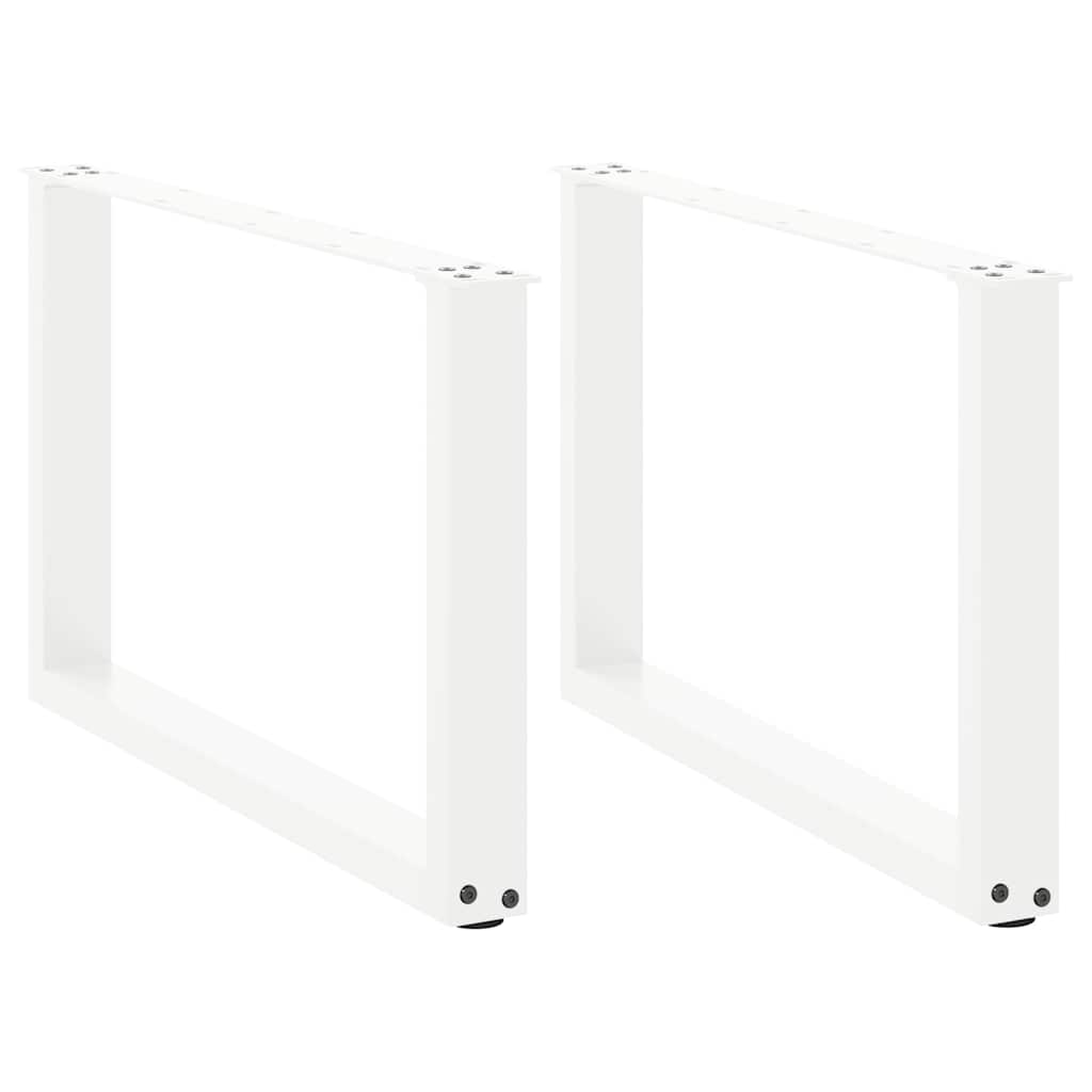 Gambe per Tavolino da CaffÃ¨ a Forma di U 2 pz Bianche 70x(42-43) cm Acciaio