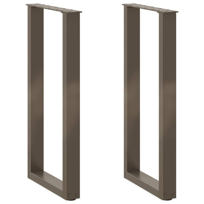 Gambe per tavolo consolle a forma di U 2 pz in acciaio naturale 28x(72-73) cm