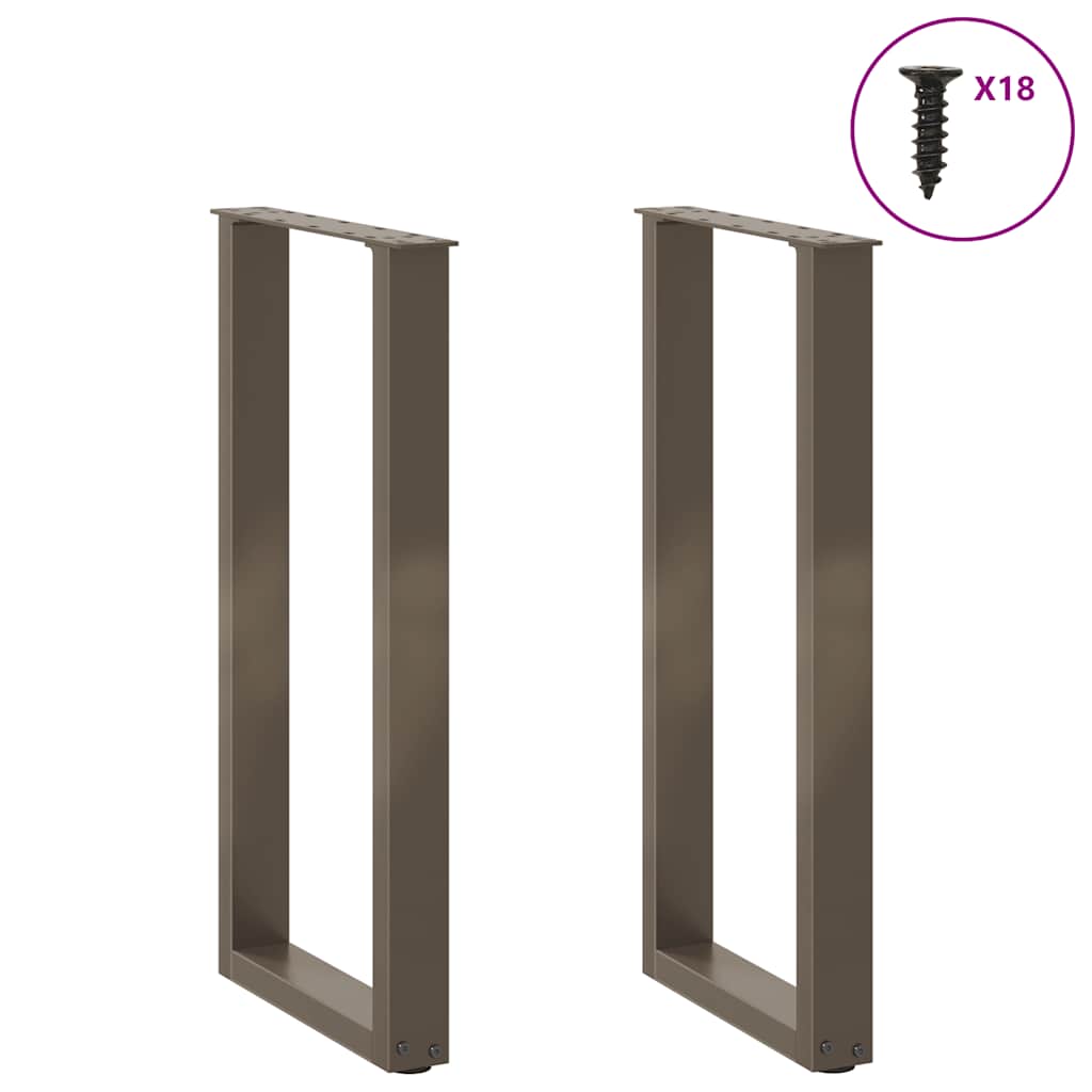 Gambe per tavolo consolle a forma di U 2 pz in acciaio naturale 28x(72-73) cm