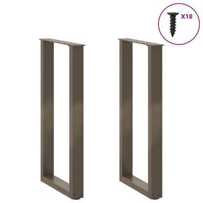 Gambe per tavolo consolle a forma di U 2 pz in acciaio naturale 28x(72-73) cm