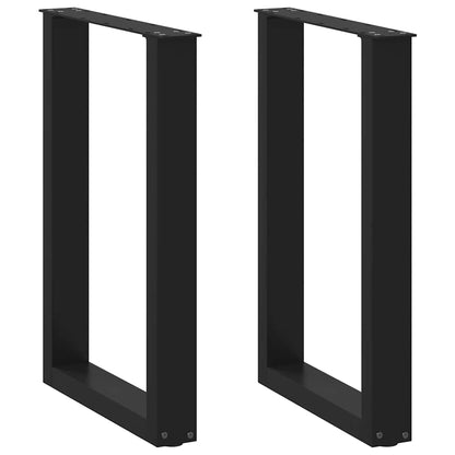 Gambe per tavolo da pranzo a forma di U 2 pz nere 50x(72-73) cm in acciaio
