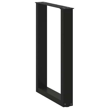Gambe per tavolo da pranzo a forma di U 2 pz nere 50x(72-73) cm in acciaio