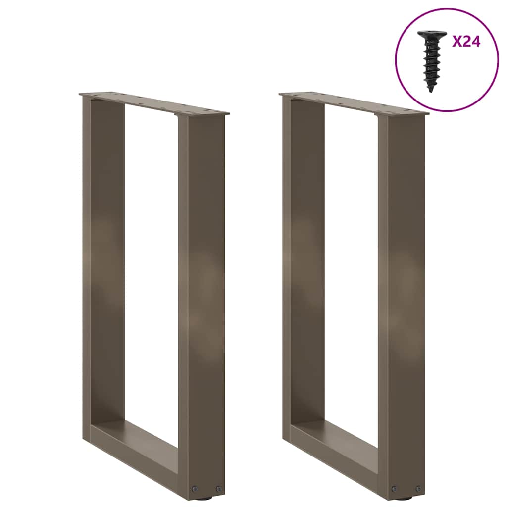 Gambe per tavolo da pranzo a forma di U 2 pz in acciaio naturale 50x(72-73) cm