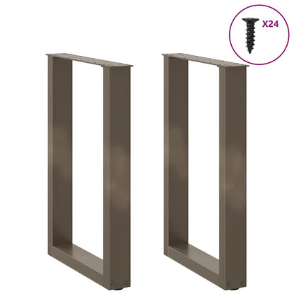 Gambe per tavolo da pranzo a forma di U 2 pz in acciaio naturale 50x(72-73) cm