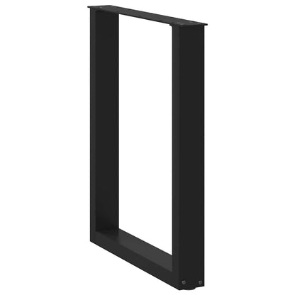 Gambe per tavolo da pranzo a forma di U 2 pz nere 60x(72-73) cm in acciaio