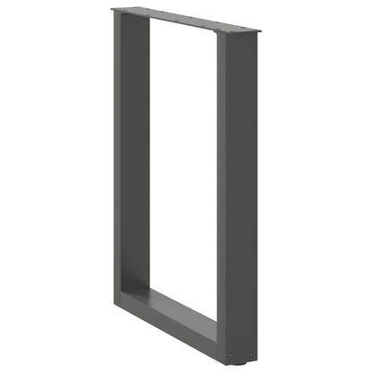 Gambe per tavolo da pranzo a forma di U 2 pz Antracite 60x(72-73) cm Acciaio