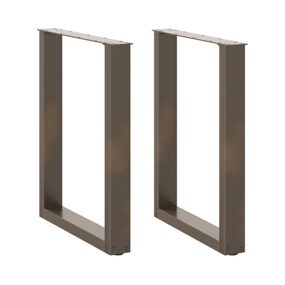 Gambe per tavolo da pranzo a forma di U 2 pz in acciaio naturale 60x(72-73) cm