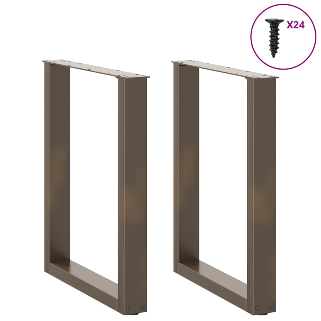 Gambe per tavolo da pranzo a forma di U 2 pz in acciaio naturale 60x(72-73) cm