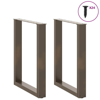 Gambe per tavolo da pranzo a forma di U 2 pz in acciaio naturale 60x(72-73) cm