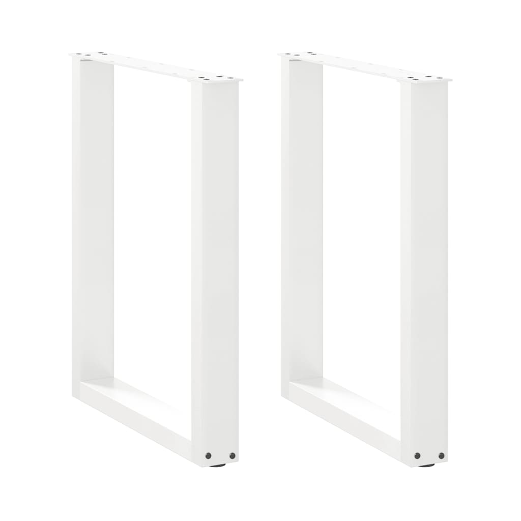 Gambe per tavolo da pranzo a forma di U 2 pz bianche 70x(72-73) cm in acciaio