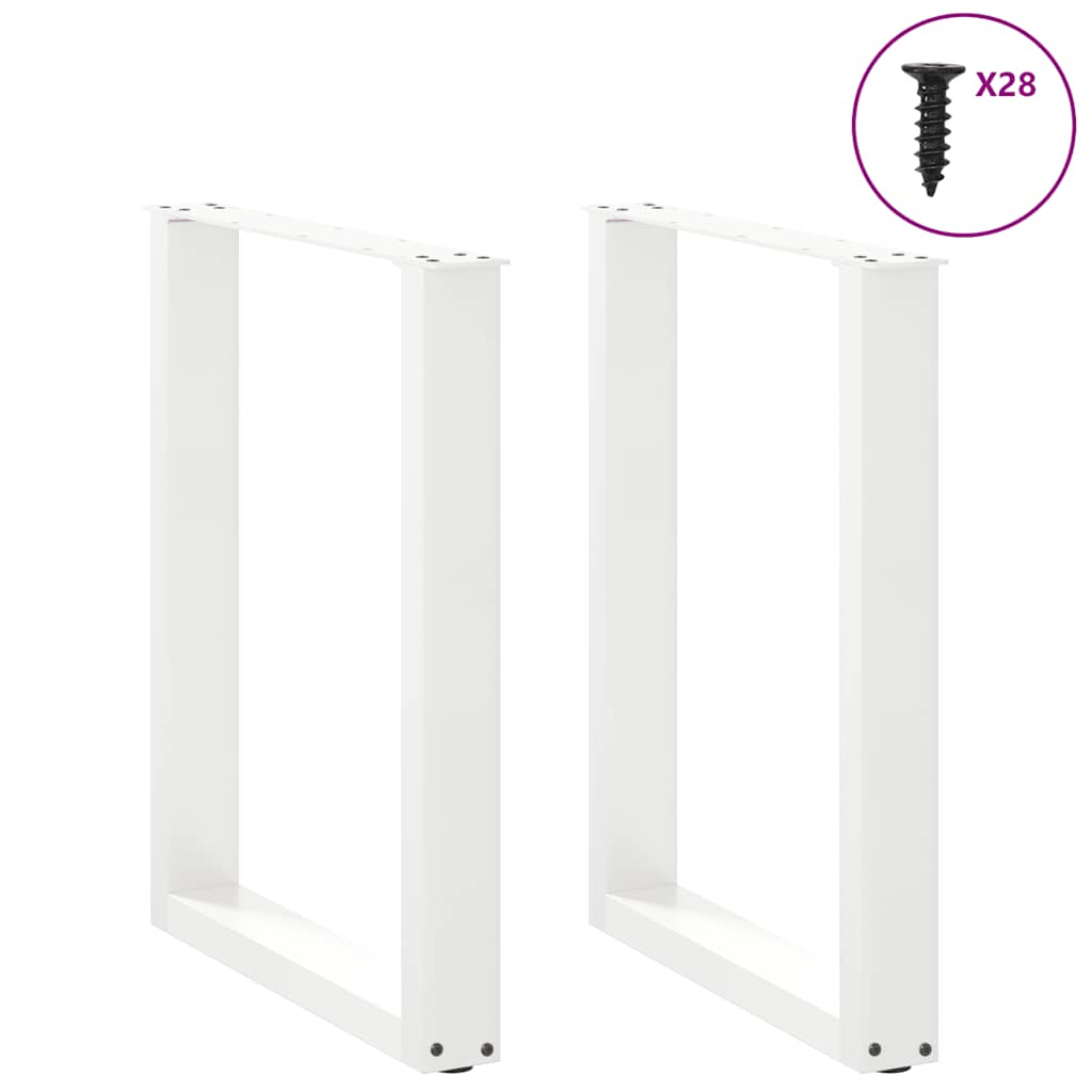 Gambe per tavolo da pranzo a forma di U 2 pz bianche 70x(72-73) cm in acciaio