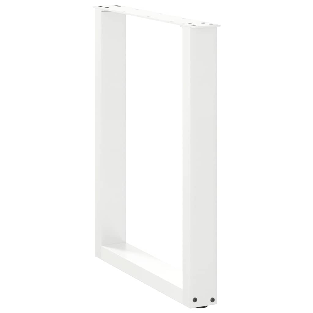 Gambe per tavolo da pranzo a forma di U 2 pz bianche 70x(72-73) cm in acciaio
