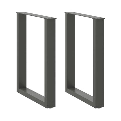 Gambe per tavolo da pranzo a forma di U 2 pz Antracite 70x(72-73) cm Acciaio