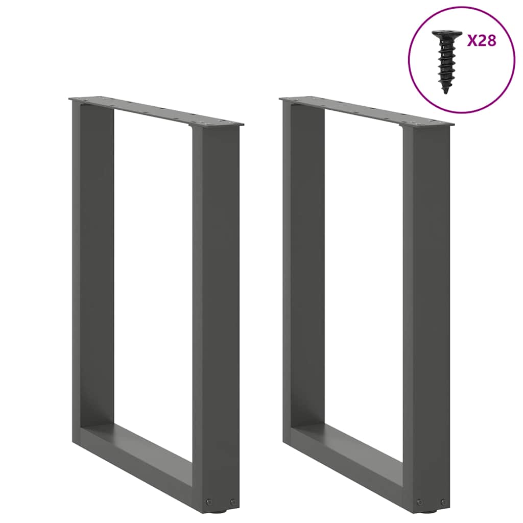 Gambe per tavolo da pranzo a forma di U 2 pz Antracite 70x(72-73) cm Acciaio