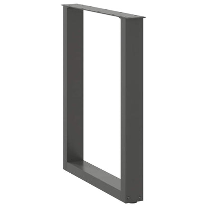 Gambe per tavolo da pranzo a forma di U 2 pz Antracite 70x(72-73) cm Acciaio